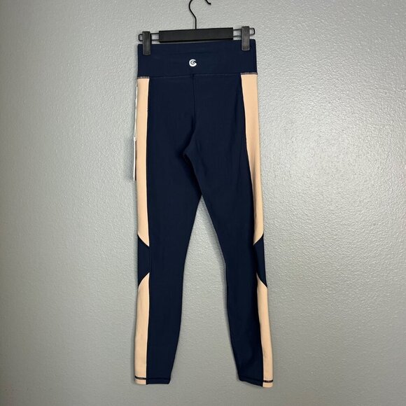 NWT Calme by Johnny Was Endurance Color Blocked Legging Navy Cream XS - Picture 7 of 11